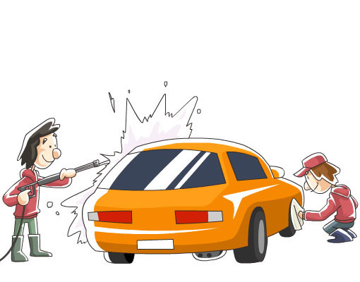 Presoaking the vehicle and washing wheels