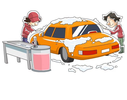 Hand washing the car exterior carefully